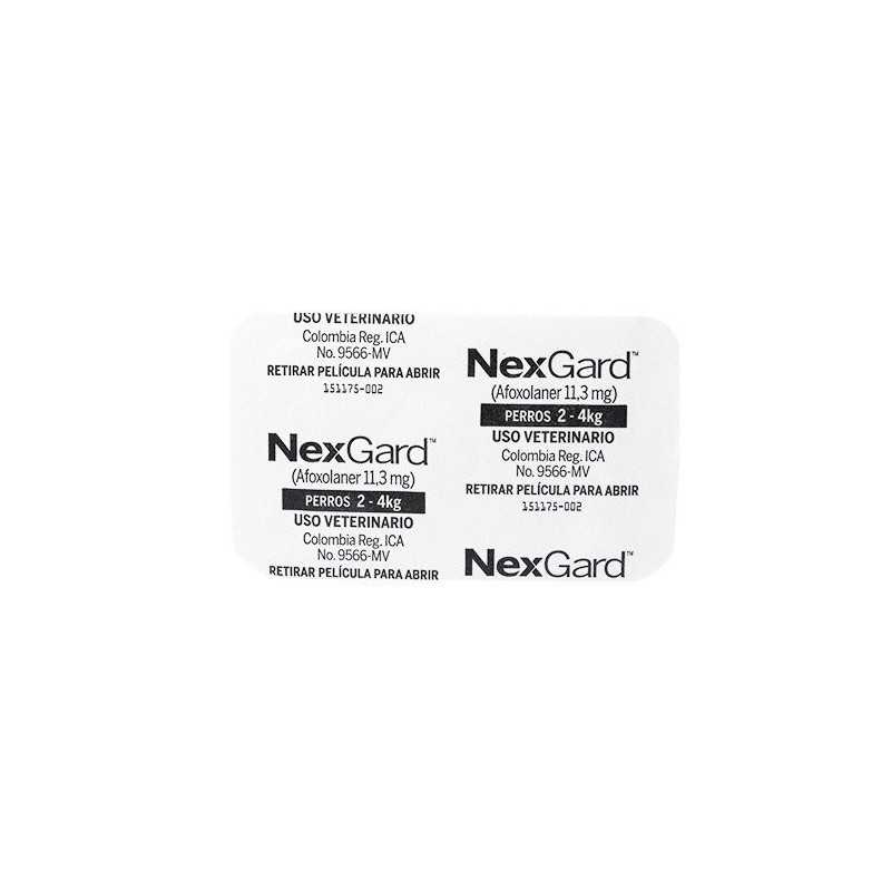 Nexgard antipulgas/garrapatas/ácaros, 1 Tableta masticable, de 2-4 kg