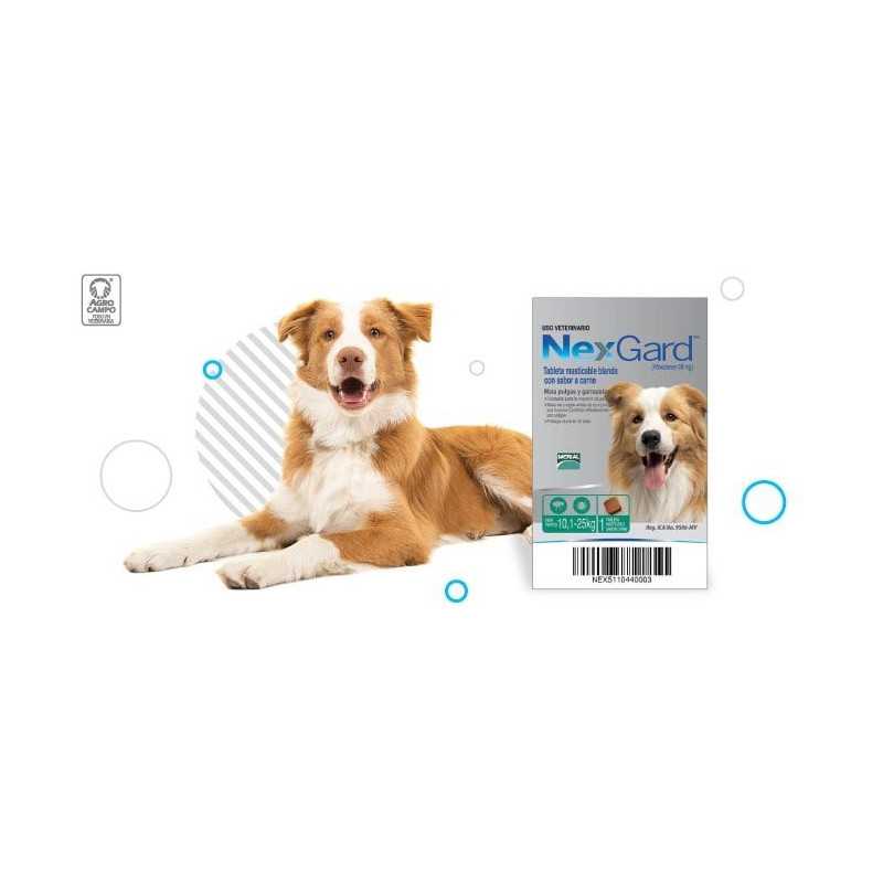 Nexgard antipulgas/garrapatas/ácaros, 1 Tableta masticable, de 10,1-25 kg