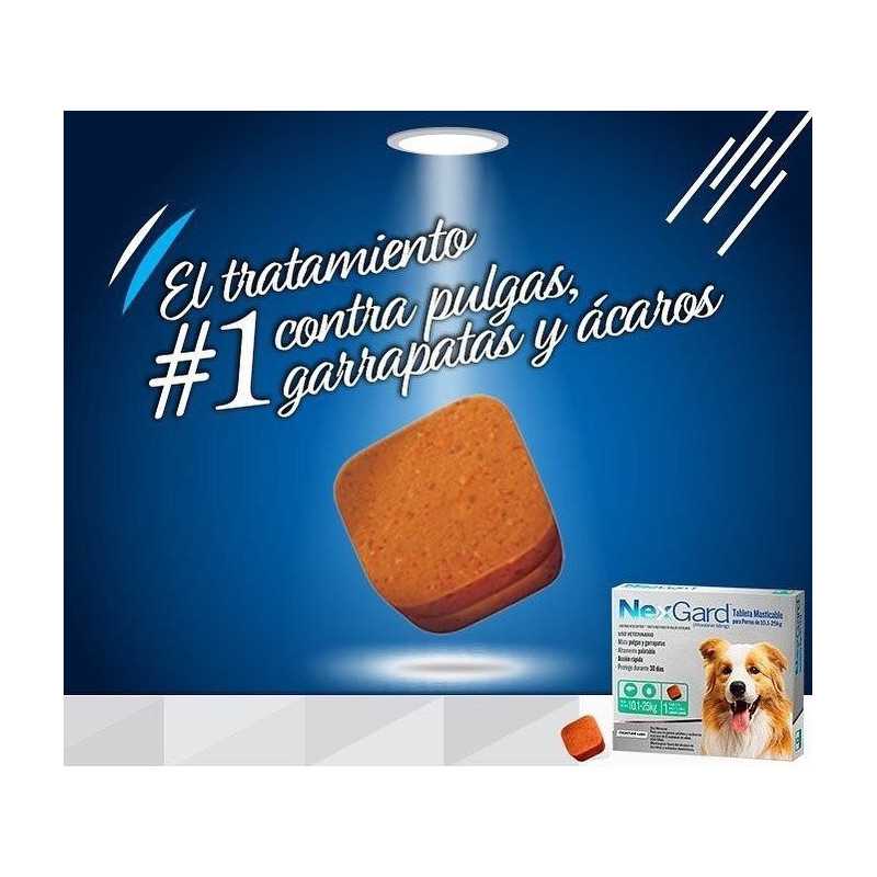 Nexgard antipulgas/garrapatas/ácaros, 1 Tableta masticable, de 10,1-25 kg
