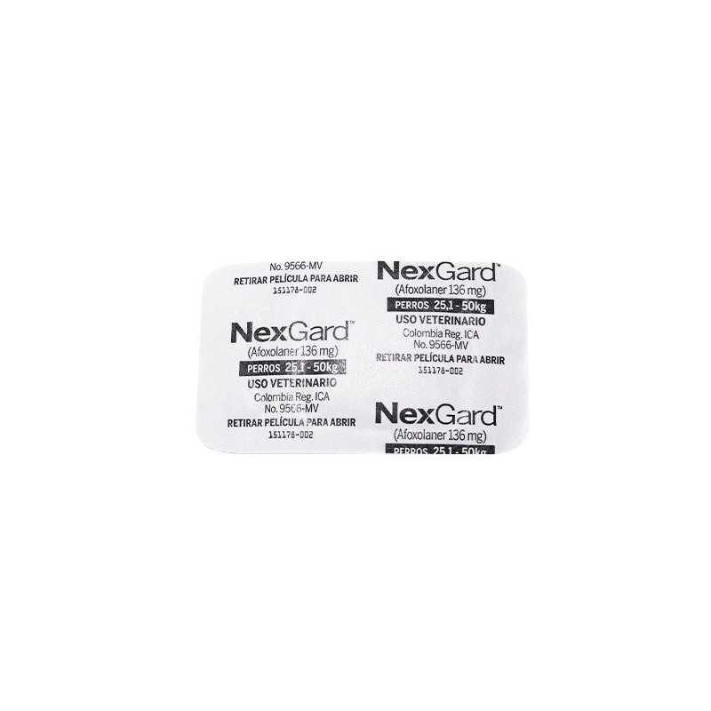 Nexgard antipulgas/garrapatas/ácaros, 1 Tableta masticable, de 25,1-50 kg