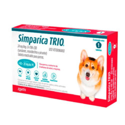 Simparica Trio antiparasitario interno y externo. 1 tableta masticable, de 10-20 kg