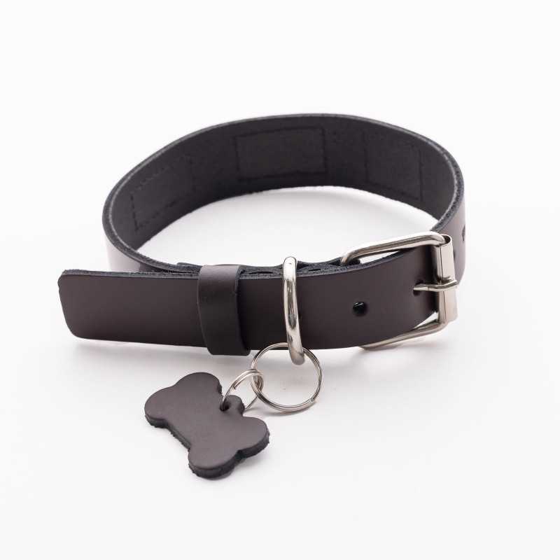 Toscano collar cuero marrón cuadritos colores talla. Collares para perros al mejor precio