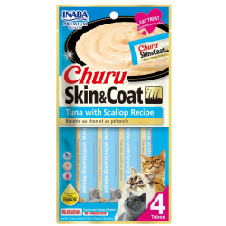 Churu Skin & Coat (Pelo y Pelaje), Atún con Vieira, 4 tubitos, 56g (4 x 14 g)