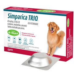Simparica Trio antiparasitario interno y externo. 1 tableta masticable, de 20-40 kg
