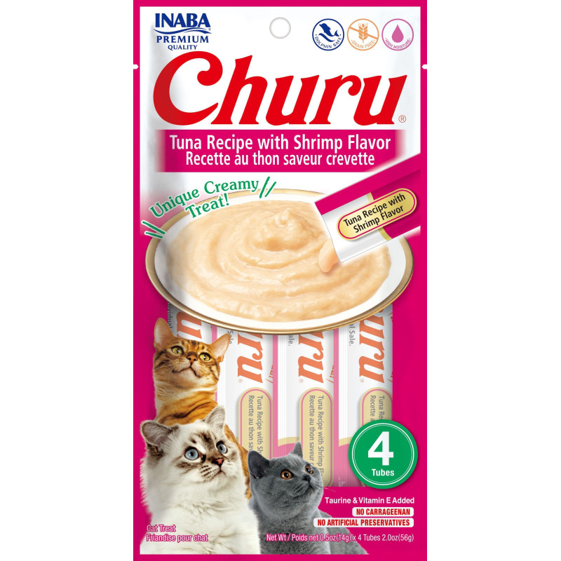 Churu, Snack cremoso, Atún con Camarón, 4 tubitos, 56g