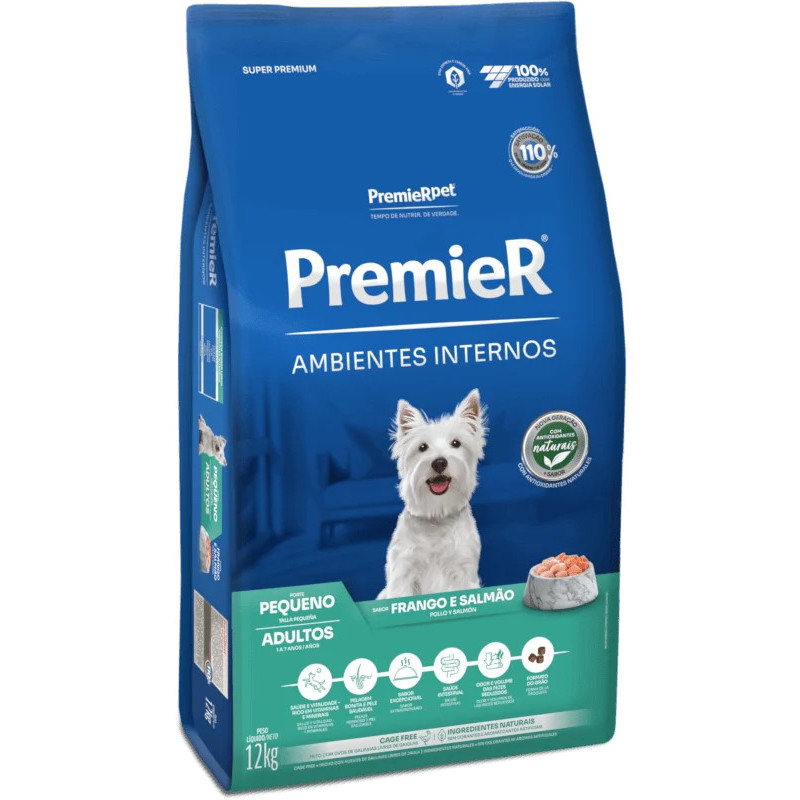 Premier Ambientes Internos, Perros Adultos Raza Pequeña , Pollo y Salmón