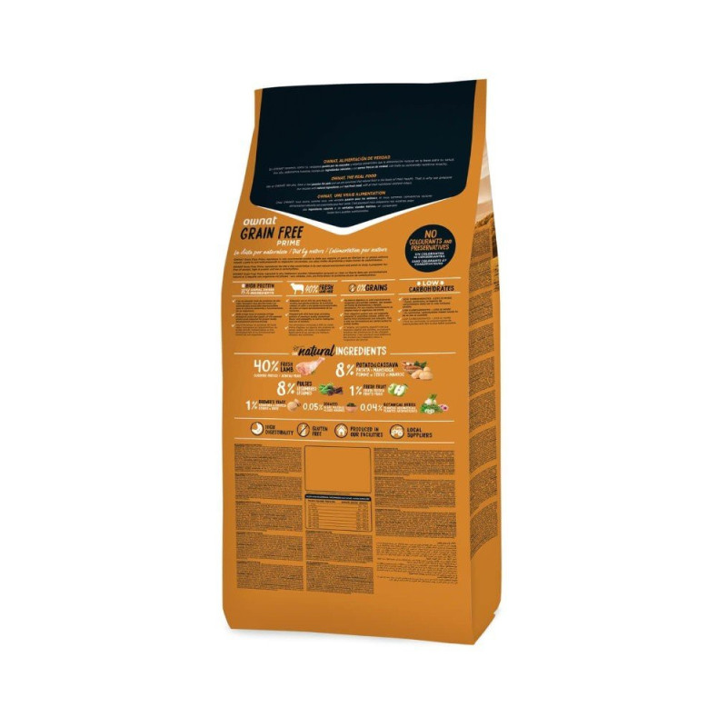 Ownat Natural Super Premium, Libre de granos, Adultos todas las razas, Cordero fresco
