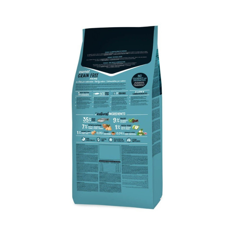 Ownat Natural Super Premium, Libre de granos, Adultos todas las razas, Pescado Azul Fresco