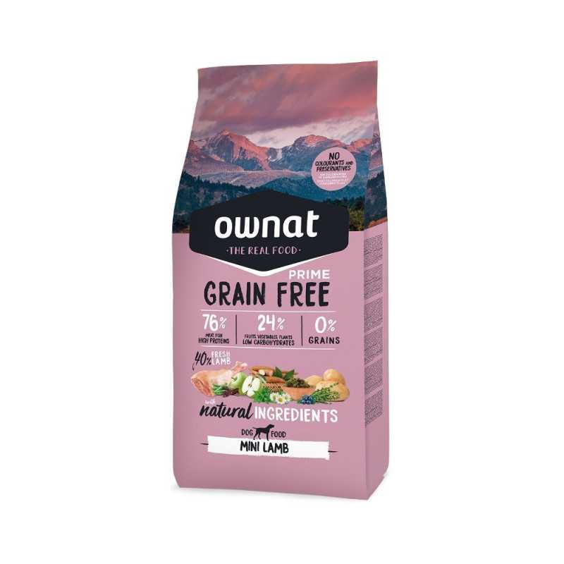 Ownat Natural Super Premium, Libre de granos, Adultos razas pequeñas, Cordero fresco, 3 kg