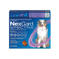 Nexgard Spectra, desparasitante interno y externo, 1 Tableta masticable, de 15.1 - 30 Kg