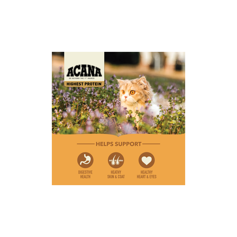 Acana Meadowlands, Alto en Proteínas, Libre Granos, Gato y Gatitos, Pollo y Pavo de libre pastoreo
