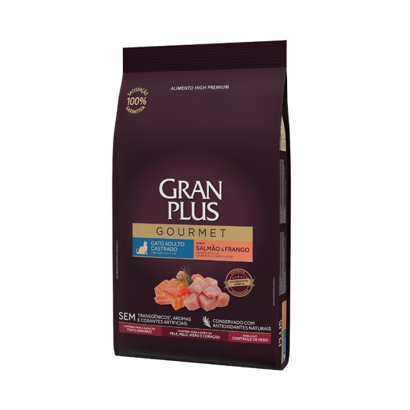 Gran Plus Gourmet, Gato Castrado, Salmón y Pollo