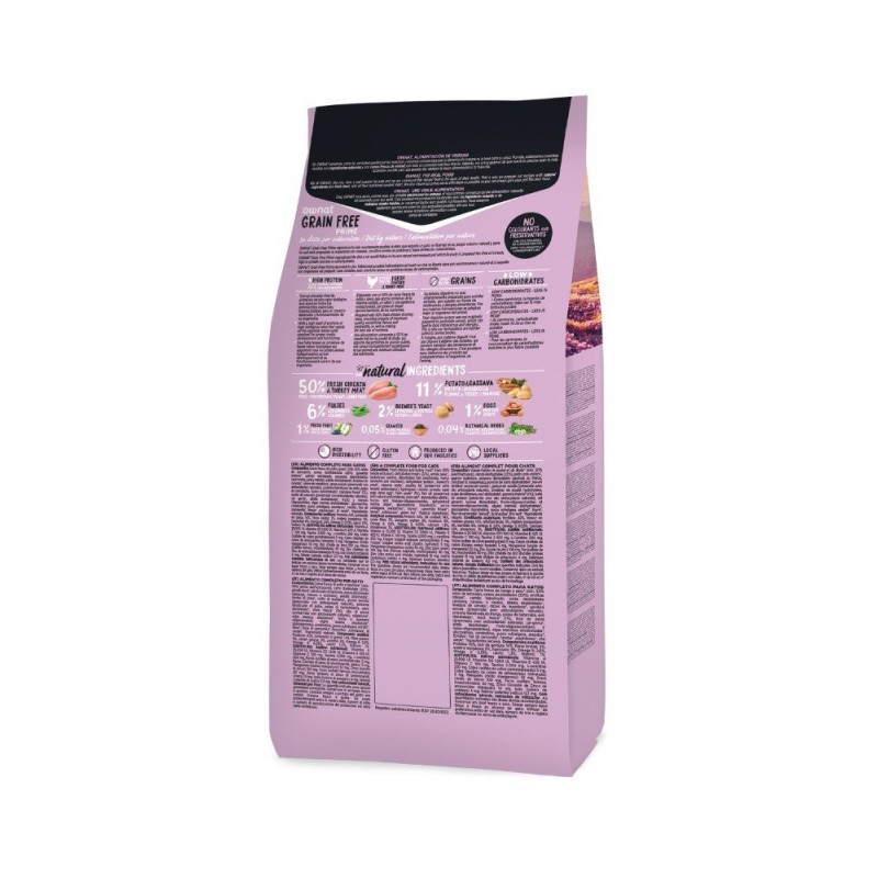 Ownat Super Premium, Libre de Granos, Gato Esterilizado, Pollo y Pavo