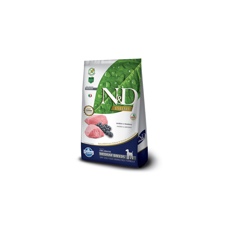 N&D Super Premium, Libre de granos, Adulto Razas Medianas y Grandes, Cordero y Arándanos, 10,1 kg