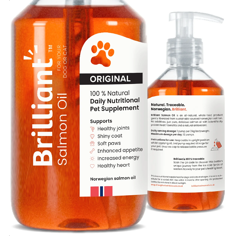 Brilliant, Aceite de Salmón Natural, Perros y Gatos, 1 Litro