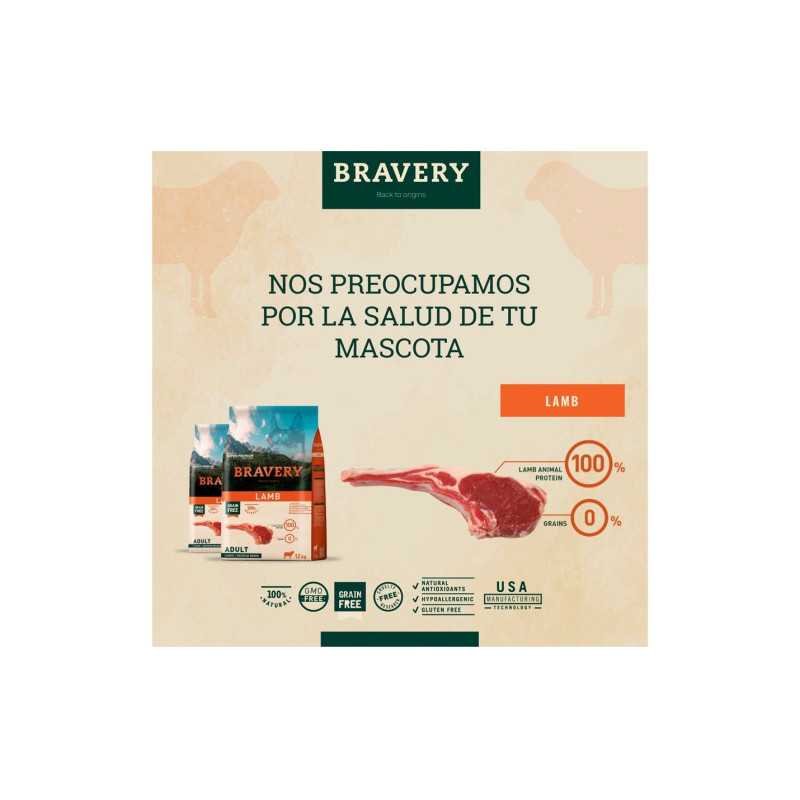 Bravery Monoprotéico, Libre de Granos, Adulto Raza Mediana y Grande, Cordero, 12 Kg