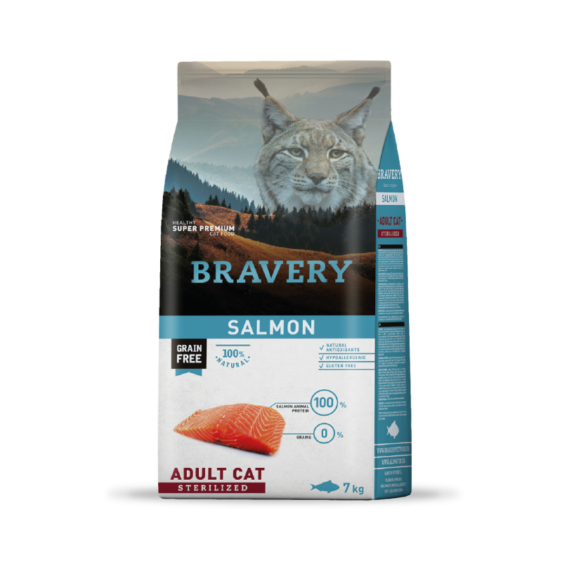 Bravery Salmón, Libre de granos, Gato Adulto Esterilizado